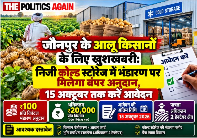 Indian potato farmer, cold storage facility India, potatoes sacks in warehouse, agriculture subsidy UP