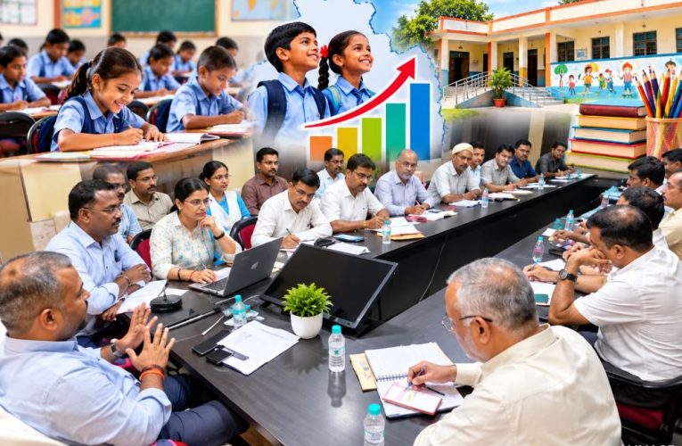BSA Jaunpur chairing a review meeting with education officials.