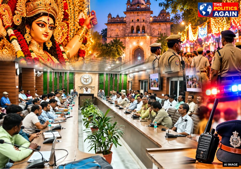 Indian district magistrate meeting, UP police peace committee meeting, Hindu festival preparation administration, Durga puja pandal safety rules India, Indian bureaucrats conference room