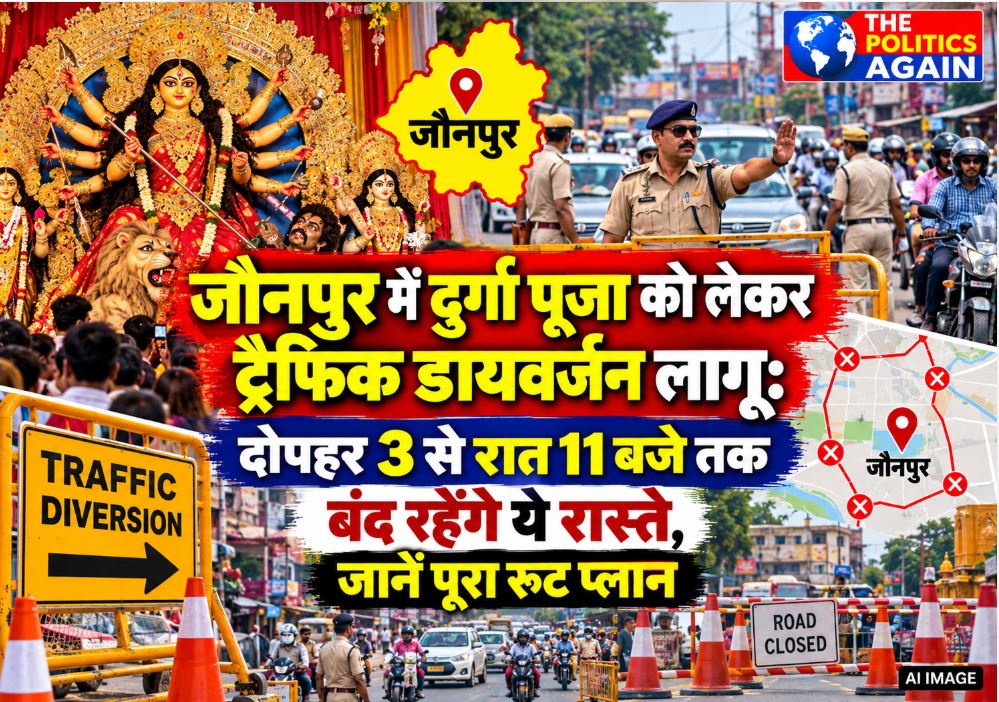 Traffic diversion and police deployment in Jaunpur during Durga Puja.