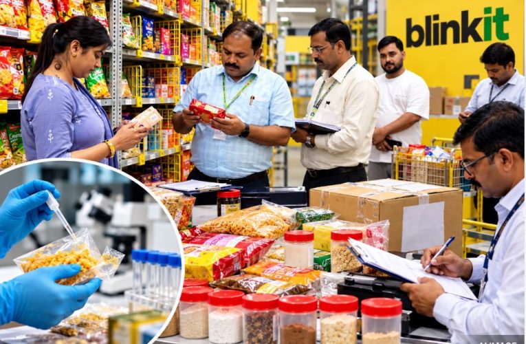 Food Safety Department officials collecting food samples from stores in Jaunpur.