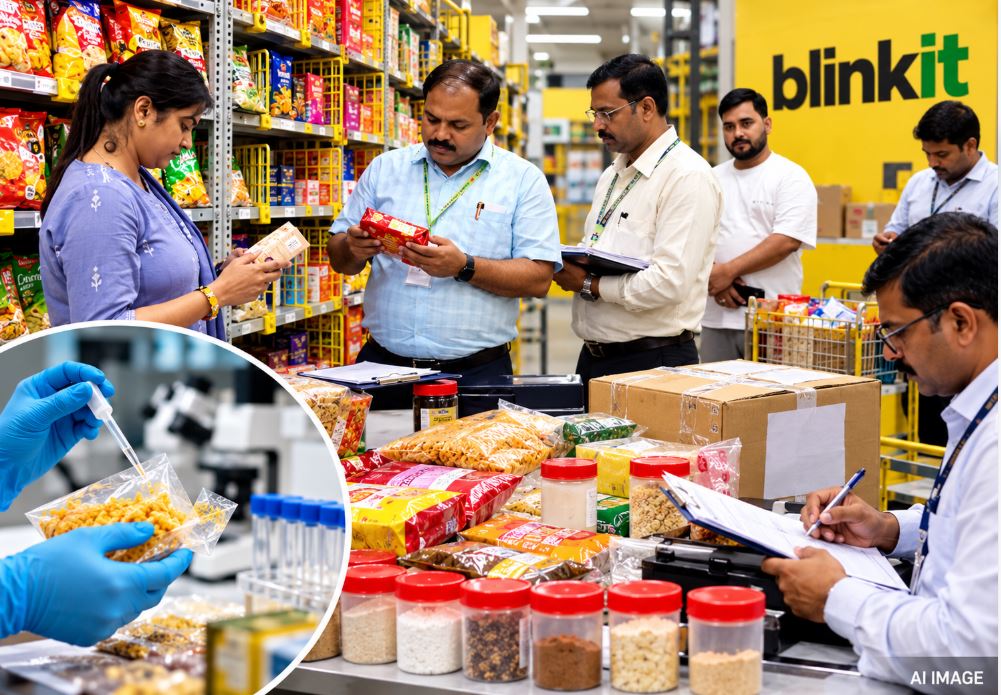 Food Safety Department officials collecting food samples from stores in Jaunpur.