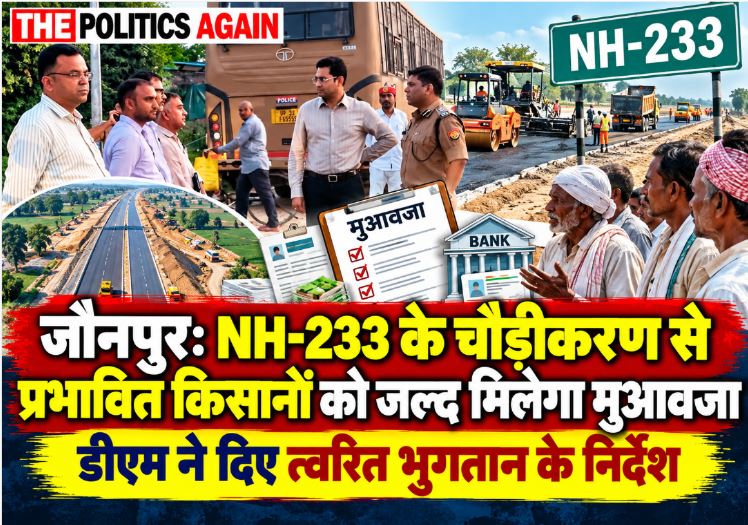 District magistrate meeting with farmers UP, Indian farmers with government officials, NHAI highway construction UP, DM addressing public