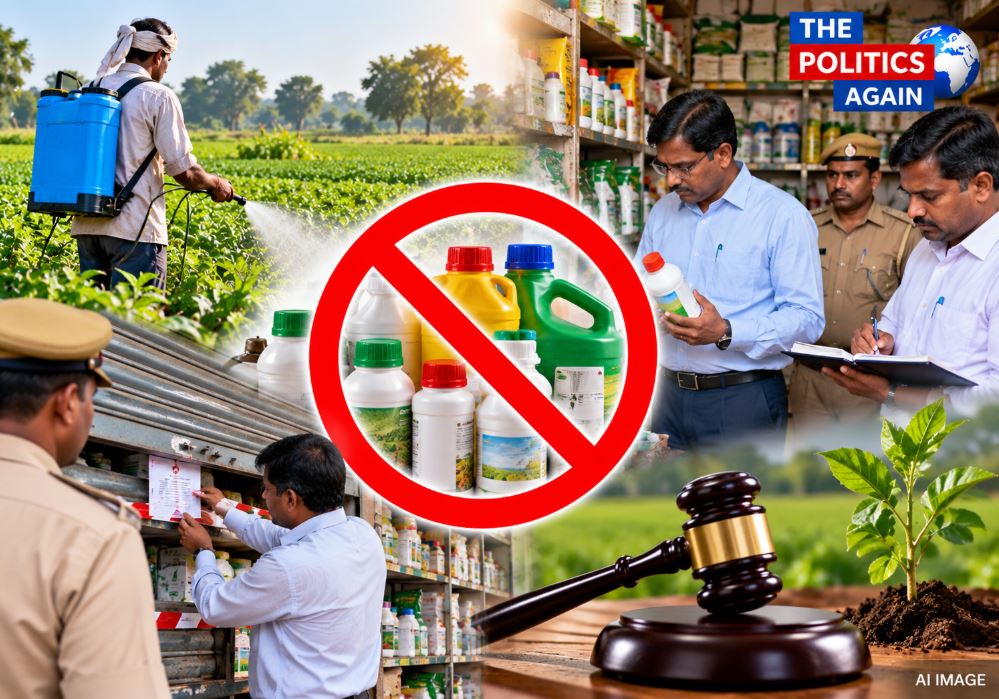 Warning sign against the use of unregistered agricultural chemical Cyclosinon.