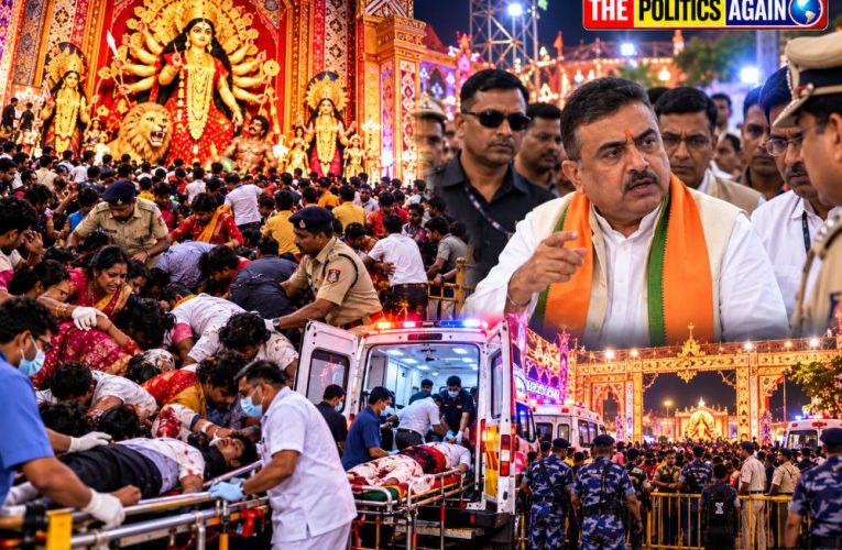 Heavy security and crowd management at a Durga Puja pandal in Bengal after the Kolkata stampede.