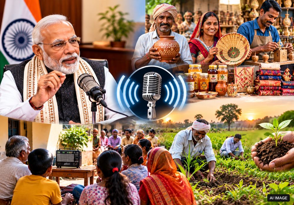 Prime Minister Narendra Modi addressing the nation during the 139th episode of his radio program 'Mann Ki Baat'.