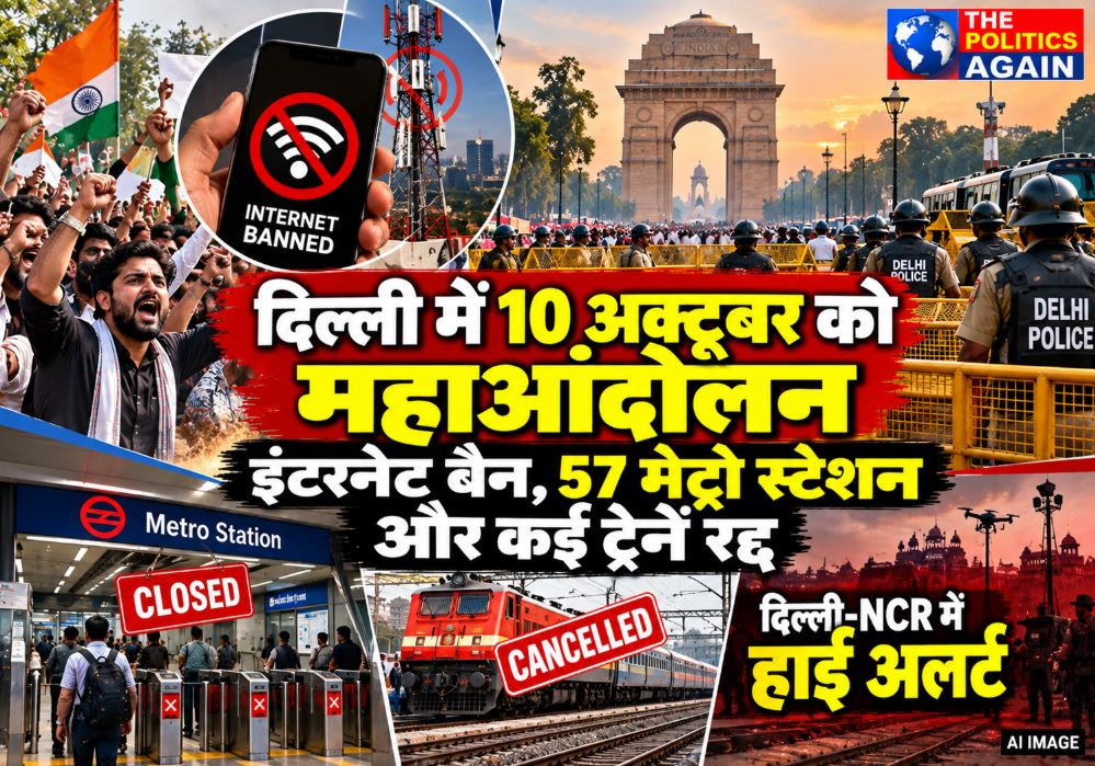 Deserted New Delhi roads and closed metro station gates due to internet shutdown and protests.