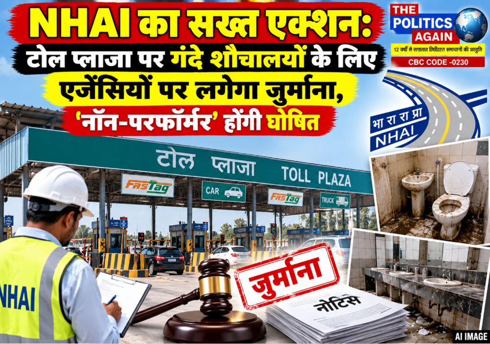 Clean toilet facilities and toll collection booths at a national highway toll plaza.