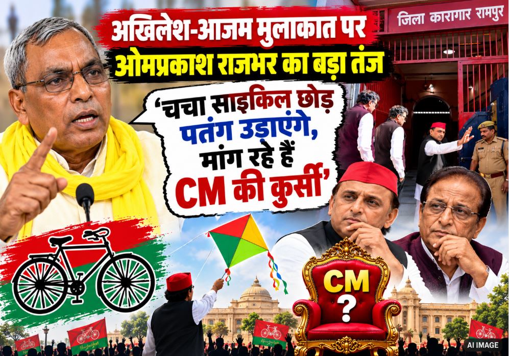 SBSP Chief Omprakash Rajbhar targeting Akhilesh Yadav over his meeting with Azam Khan in Rampur Jail.