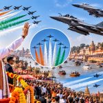 PM Narendra Modi watching the Indian Air Force aircraft display at Namo Ghat during the Kashi Air Show