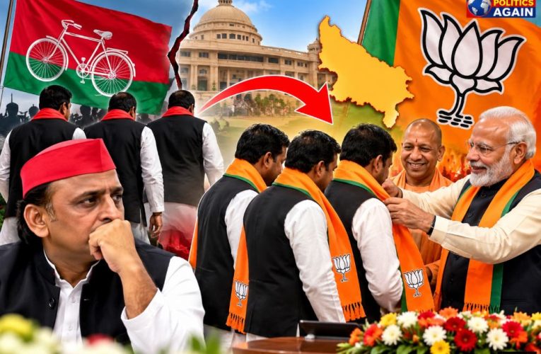 Indian political joining event BJP, SP leaders joining BJP UP, Smriti Irani political rally Amethi, UP politicians press conference, Indian election campaign saffron flags