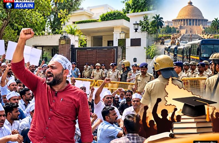 UP teachers protest Lucknow, 68500 shikshak bharti protest, Eco Garden Lucknow protest, Police detaining protesters UP