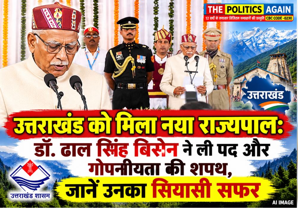 Dr. Dhal Singh Bisen taking oath as the new Governor of Uttarakhand in Dehradun.